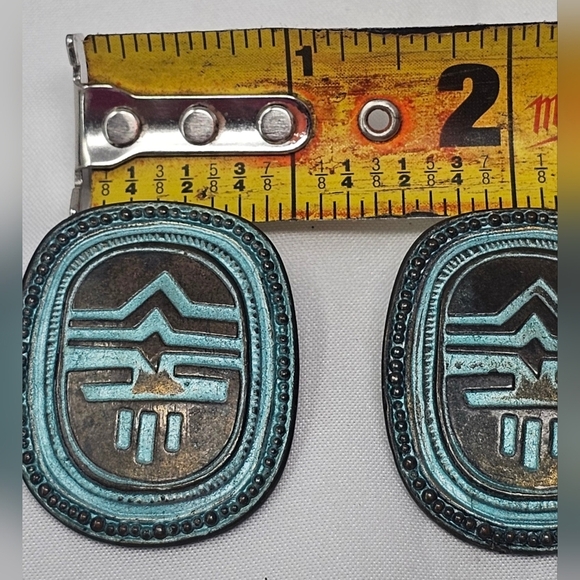 Vintage Laurel Burch Southwest Style Aztec Tribal Inspired Post Metal Earrings - Picture 6 of 7